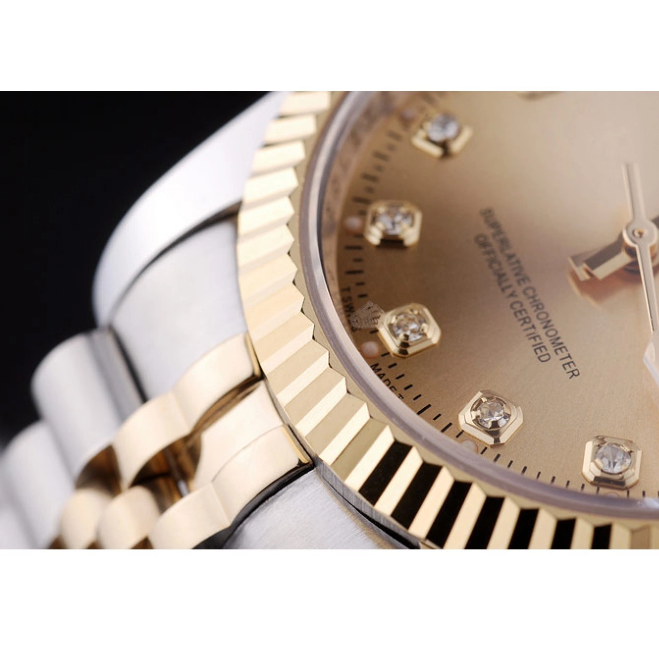 Best AAA Replica Sites Ribbed Diamonds Bezel Rolex 7452 Datejust Dial Gold 0611